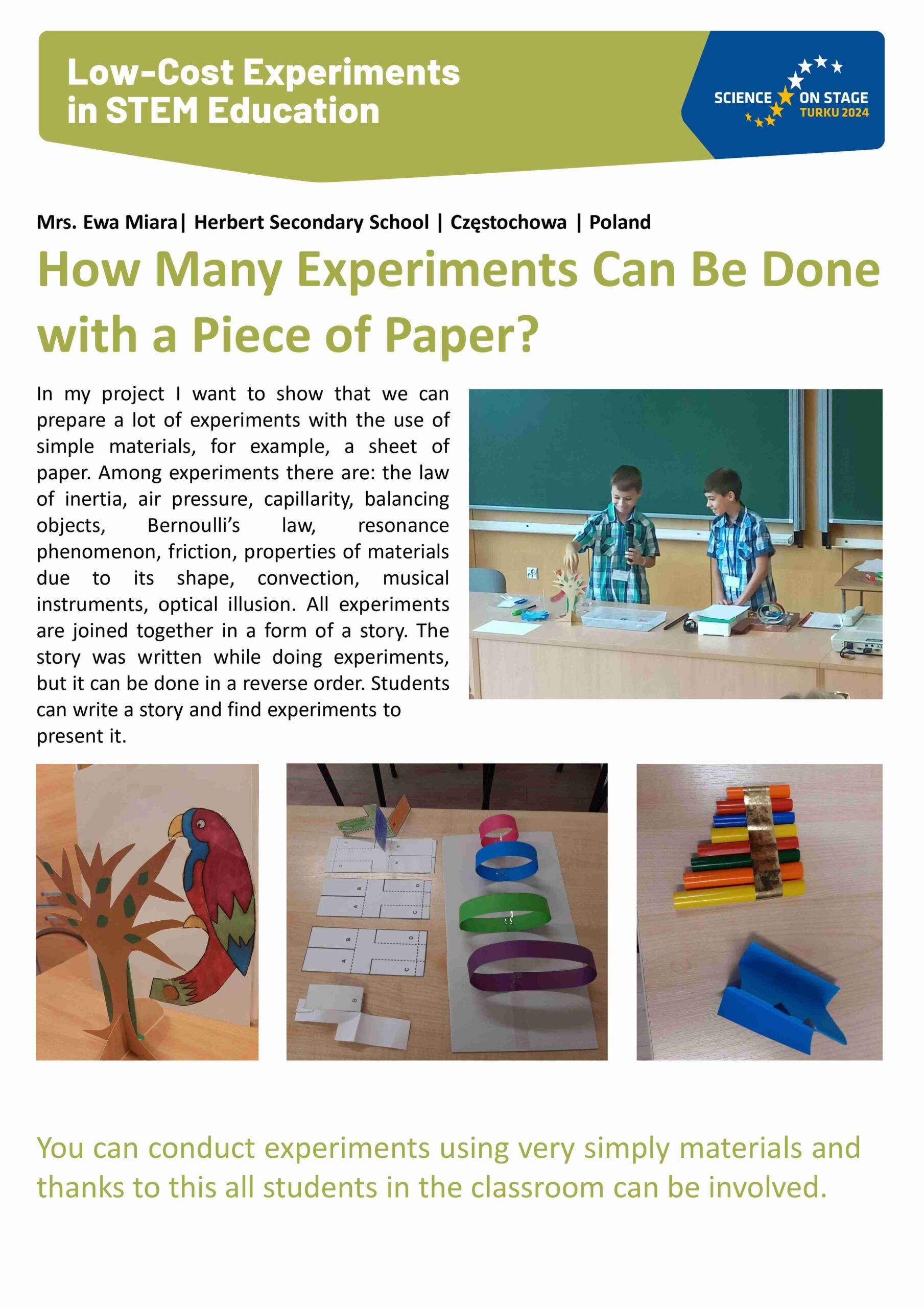 Low-Cost Experiments in STEM Education - Science on Stage 2024